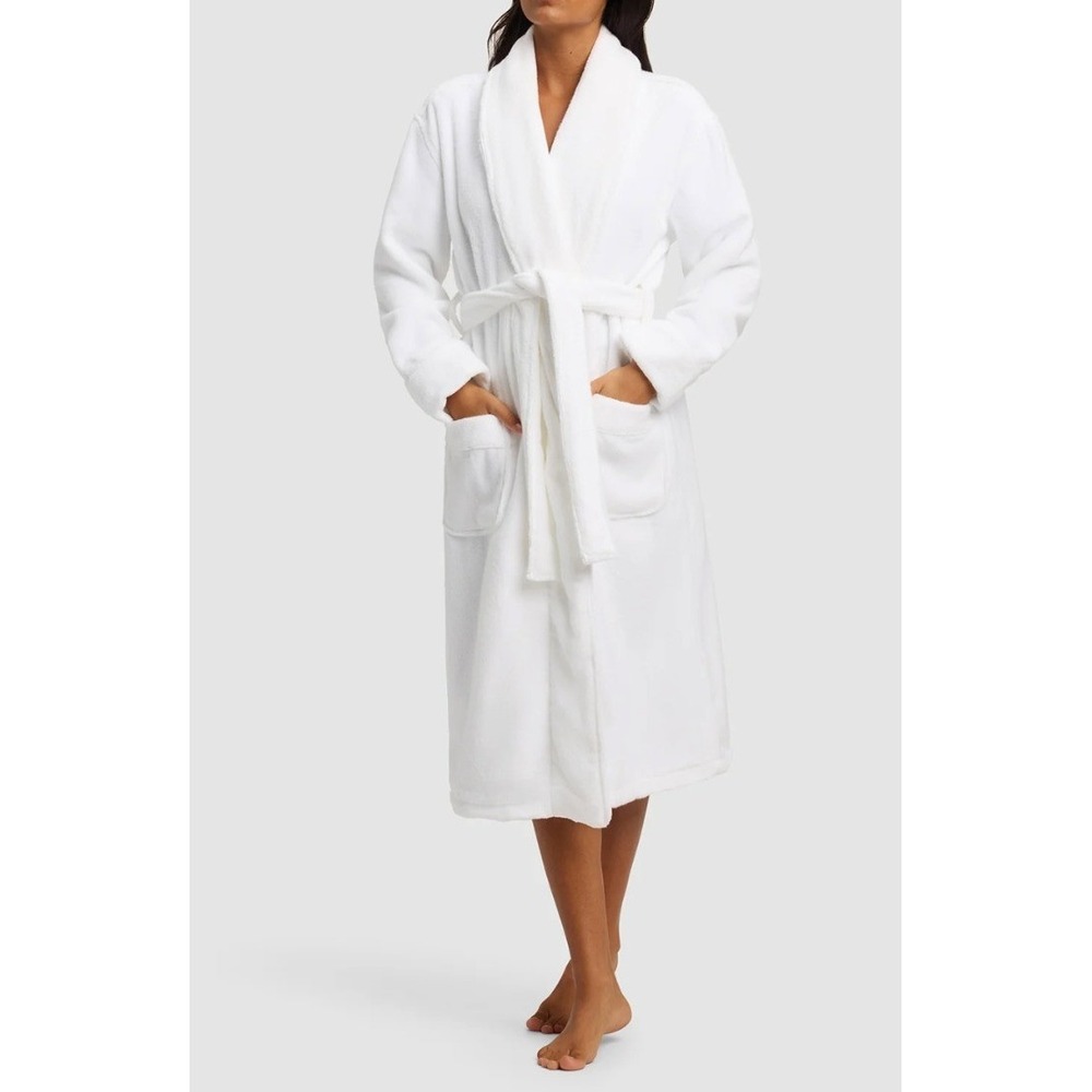 Cozy Earth Luxe Bath Robe Womens XXL White Bamboo Cotton Plush Shawl Collar NEW